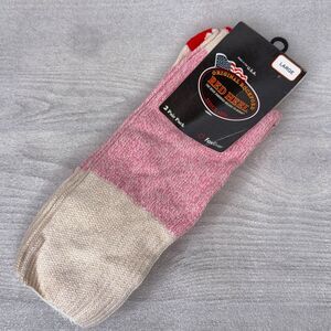 Two Pairs PINK Rockford Red Heel Socks LARGE Sock Monkey USA Fox River Mills NEW